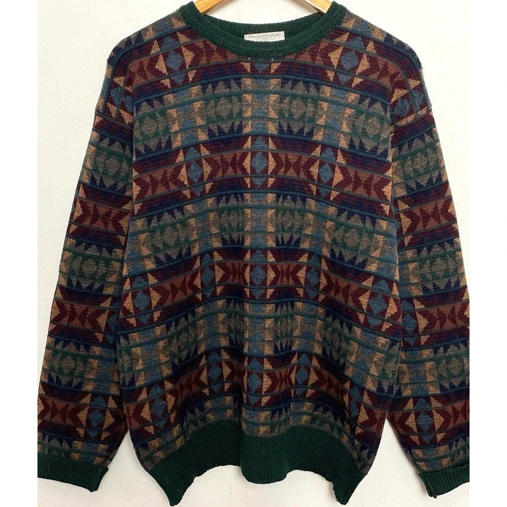 Vintage 1980s‎ Tricots St. Raphael For Bloomingdale's Wool Geometric Sweater